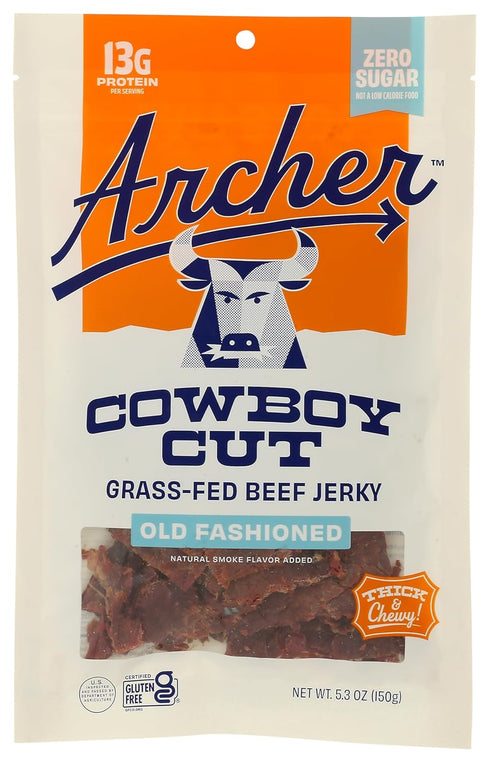 Zero Sugar Classic Beef Jerky by Country Archer, 100% Grass-Fed, Sugar Free,