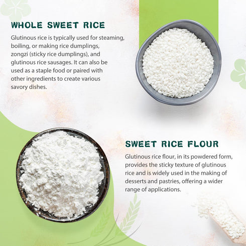 2lbs(Pack 3), Soeos Sweet Sticky Rice of Premium Glutinous Rice, All Natural Gluten Free Sticky Rice for Desserts