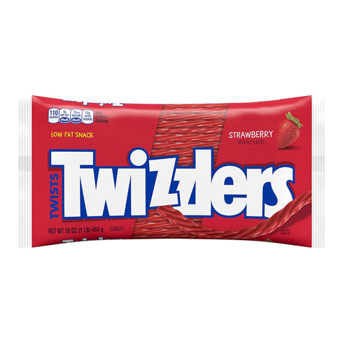 16 Oz Twizzlers Twists Strawberry Flavored Licorice Style, Chewy Candy Bag
