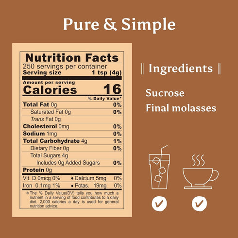 100% (2.2lb) SUN RIGHT Organic Natural Brown Sugar Pure, Unrefined, Raw Sugar for Baking, Cooking, Sweetening Coffee