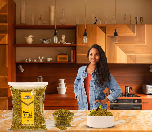 128oz (8lbs) 3.63kg Rani Moong Whole (Ideal for cooking & sprouting, Whole Mung Beans with skin) Lentils Indian Bulk ~