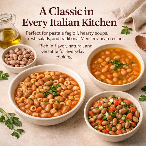 Del Colle (Pack 1) Italian Borlotti Beans Dried Cranberry/Roman Beans, Premium Italian Dry Beans for Cooking, Perfect
