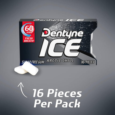 Dentyne Ice Arctic Chill Sugar-Free Chewing Gum, 9 Packs of 16 Pieces (144 Total)