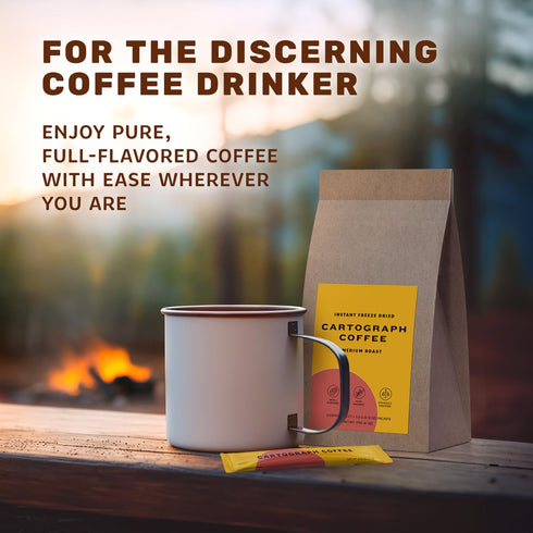 Packets 50PK Packets Cartograph Organic Instant Coffee Single Serve - Medium Roast Instant Espresso - Freeze Dried