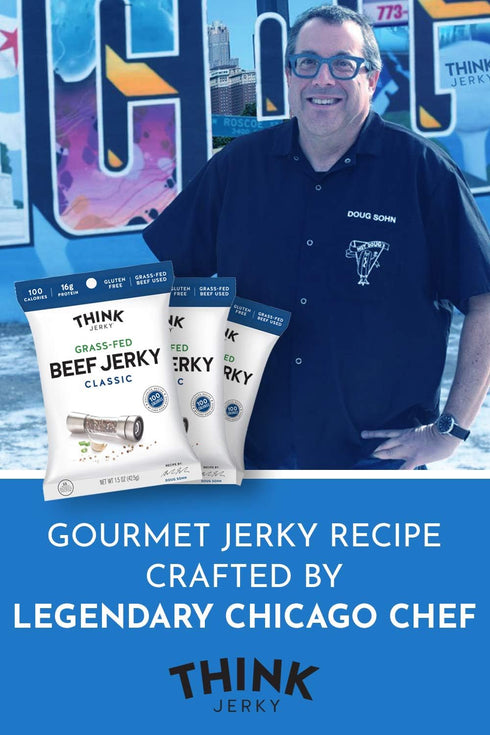 1.0 oz 12 Pack Think Jerky Classic Beef Jerky, Grass-Fed High Protein Beef, Gluten Free, No Antibiotics or Nitrates