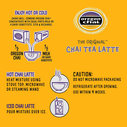 32 (Pack 6) Oregon Chai Sugar Free Chai Concentrate, Fluid Ounce