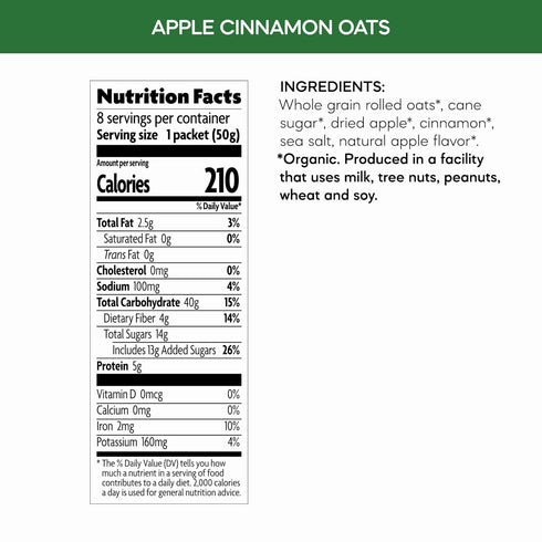 14 oz (Pack 6), Nature's Path Organic Apple Cinnamon Instant Oatmeal, of Non-GMO