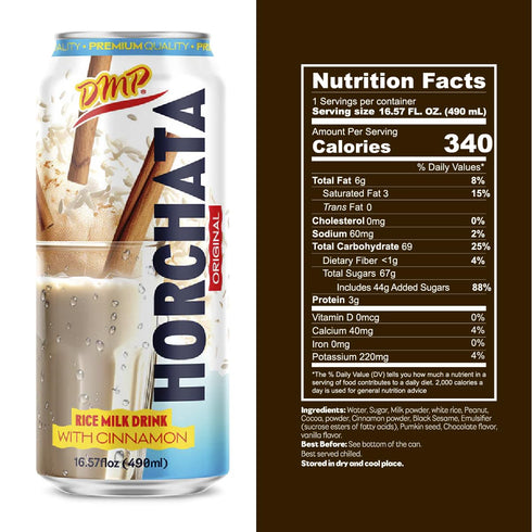 16.57 Oz, 12-Pack De Mi Pais Horchata Rice Milk Drink with Real Cinnamon Pieces, Made with Real Ingredients for a