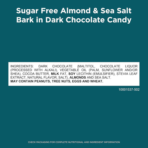 7.5 oz 24 RUSSELL STOVER Sugar Free Dark Chocolate Almond & Sea Salt Bark, bag ( pieces)