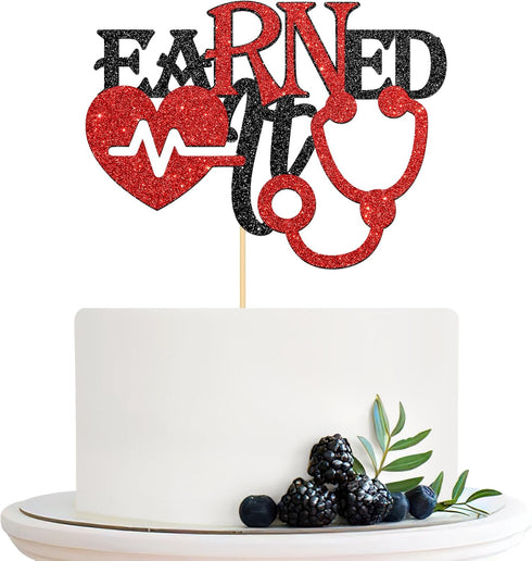 Halodete Earned It Cake Topper - Congrats Nurse Cake Decor - RN BSN