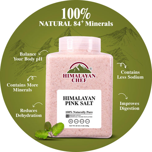 5lbs Himalayan Chef Pink Salt Fine Grain, Plastic Jar - GMO & Gluten-Free