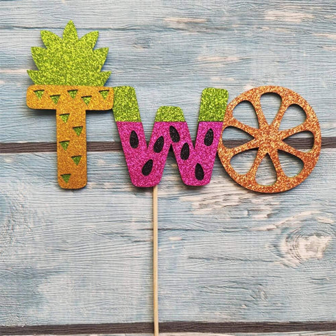 Twotti Frutti Cake Topper, Summer Fruit 2nd Birthday Cake Decor, Pineapple/Watermelon/Orange/Lemon/Strawberry/Banana
