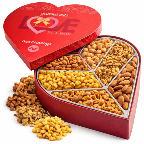 NUT CRAVINGS - Easter Mixed Nuts Heart Shaped Gift Basket, Love in