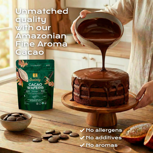 16 Oz 70% (1 Lb) U Organic Dark Chocolate Melting Wafers Cacao | Fresh from our Farm | Perfect for Dipping, Baking