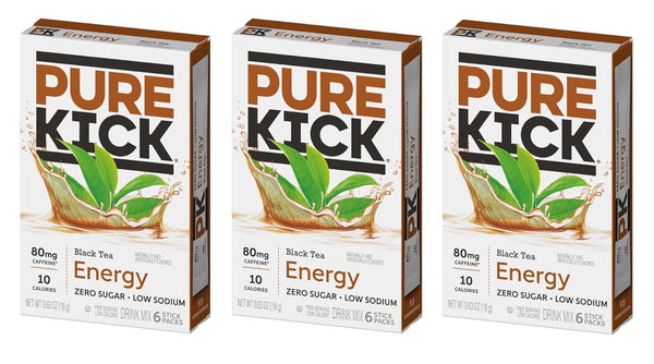 Pure Kick Black Tea Energy - Pack of 3 - Powdered Drink