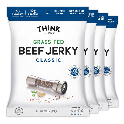 Think Jerky Classic Beef Jerky, Grass-Fed High Protein Beef Jerky, Gluten Free,