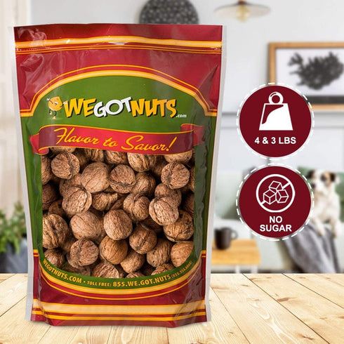 4 lbs Package Raw California Walnuts In Shell -Premium Quality Whole & Unsalted Walnuts By We Got Nuts Natural Healthy