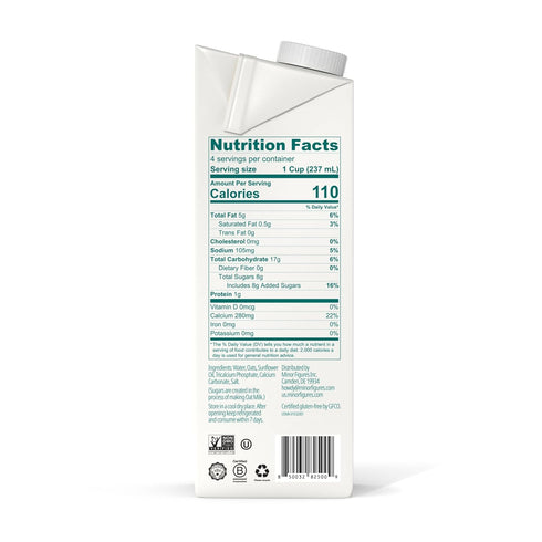 32 Oz 6 Pack Minor Figures - Oat Milk - Barista Standard - - - Non-GMO - Plant-Based - Vegan - Dairy Free - Shelf
