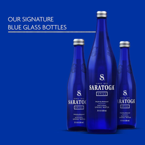 24 Pack 12 Oz Saratoga Spring Water Bottles, Still Bottled Water - Glass Bottles - Fl