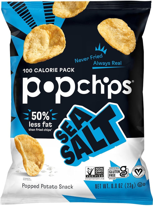 Pack 0.8 OZ 10 (30 Count) Popchips Variety - Baked Potato Chips Snack Bag of each (BBQ, Sea Salt, Sour Cream & Onion)