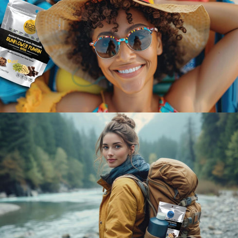 3 Pack, 3 oz, Good Source Snacks Dark Chocolate Bites & Ancient Grains, Sample Variety Cranberry Hemp, Blueberry