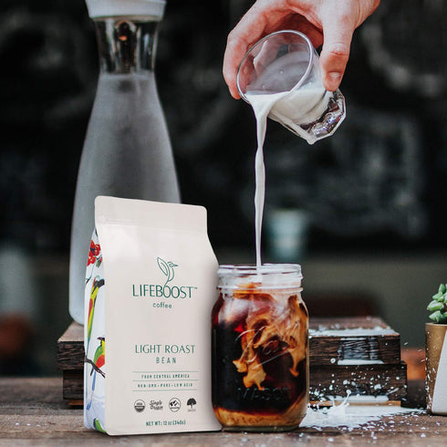 12 oz Lifeboost Light Roast Whole Bean Coffee - Low Acid Organic Coffee, Non-GMO, USDA Organic, Single Origin