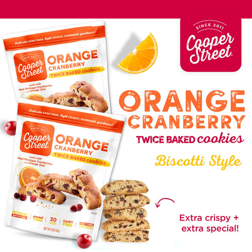 18oz 1 Pack Cooper Street Italian Biscotti Cookies - Twice Baked Biscotti Style Cookie Biscuits in Delicious Orange