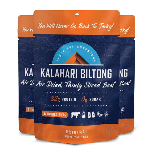 Original Kalahari Biltong - Air-Dried Thinly Sliced Beef, 2oz (Pack of 3), Keto & Paleo Snack