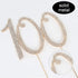 100 Years Birthday Cake Topper, Crystal Rhinestone 100th Wedding Anniversary or 100 Years Old Party Decoration Gold