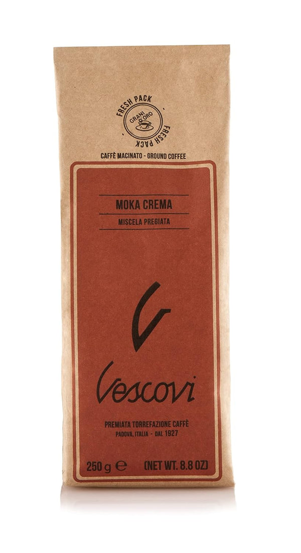 V Vescovi Moka Crema Premium Italian Ground Espresso Medium Roast Coffee For