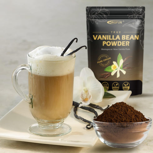 ORGFUN Vanilla Bean Powder 3.53 Oz, Pure Natural Ground Madagascar Vanilla Powder for Baking, Desserts, Coffee