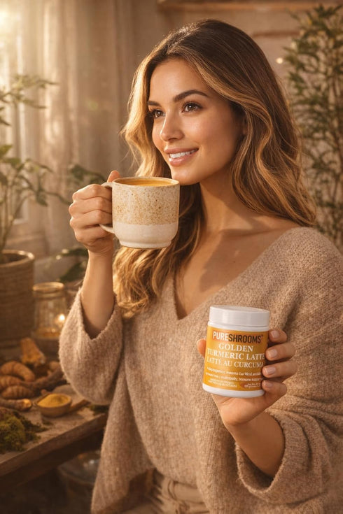 30 (30 125 Organic Turmeric Latte Golden Milk Servings - Organic Lion's Mane, Turkey Tail Mushroom Extracts, Cinnamon