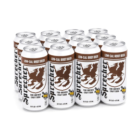 Sprecher 16 oz (12 Pack), Low Cal Root Beer Soda fl Cans Fire-Brewed Reduced Calorie Craft Soda with Real Honey