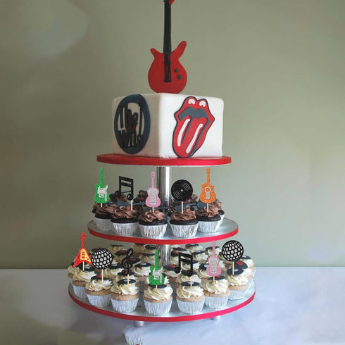 24 Pack Guitar Cupcake Toppers Music Notes Cupcake Toppers Glitter Guitar Rock Cupcake Picks Musical Instrument Cake