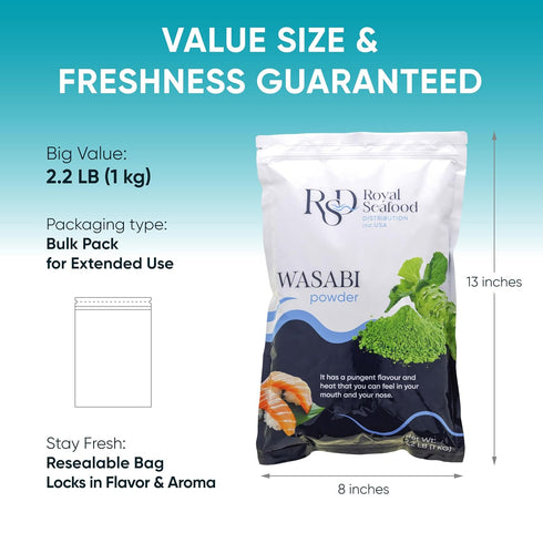 2.2 LB (1kg) RSD Premium Wasabi Powder Real Japanese Horseradish Root Intense Heat for Sushi & Japanese Cooking