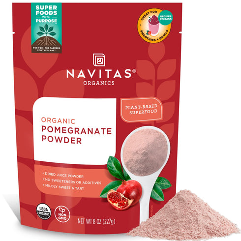 Navitas Organics Pomegranate Powder Organic Juice Powder - For Smoothies, Desserts, Dips