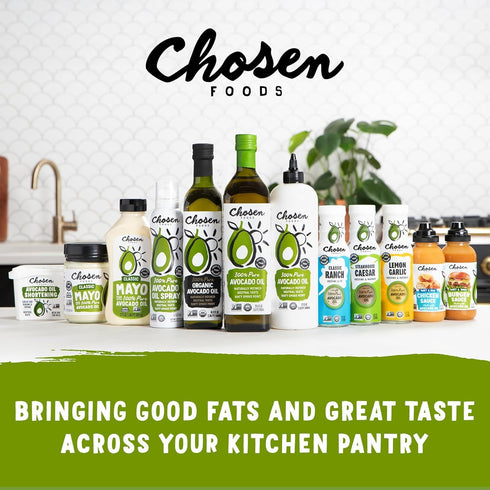 12 Oz 100% 355mL (Pack 1) Chosen Foods Classic Mayo, Fl - Pure Avocado Oil-Based Mayonnaise - Non-GMO, Gluten-Free