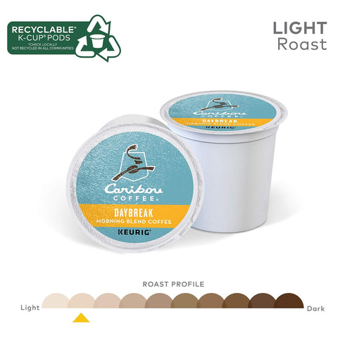 72 Count Caribou Coffee Daybreak Morning Blend Keurig Single-Serve K-Cup Pod, Light Roast Coffee