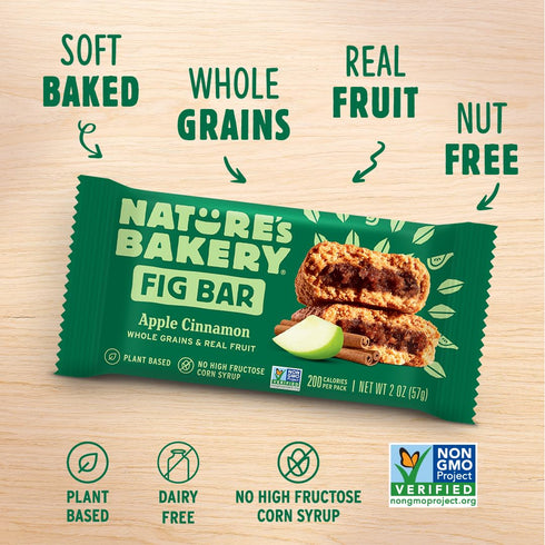 1 12 Packs (12 Packs) Nature's Bakery Whole Wheat Fig Bars, Apple Cinnamon, Real Fruit, Vegan, Non-GMO, Snack Bar, Box