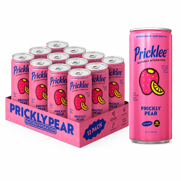 PRICKLEE CACTUS WATER Pricklee Natural Hydration Drink Prickly Pear Electrolytes + Antioxidants, Low Sugar, No