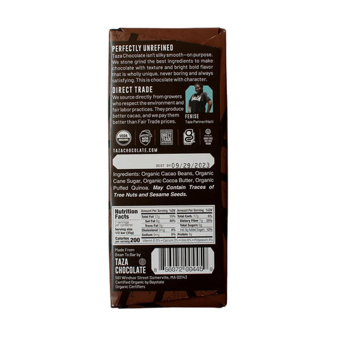 Pack 2.5 oz (4 count), Taza Chocolate Organic Seriously Good Dark Chocolate Bar Variety Bundle, Vegan