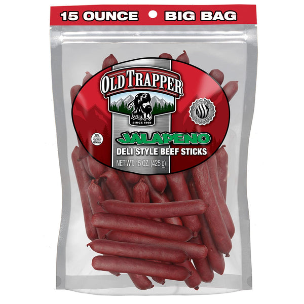 Old Trapper Deli-Style Beef Sticks, Jalapeo Flavor, 15-Ounce Package, Spicy Beef Sticks,