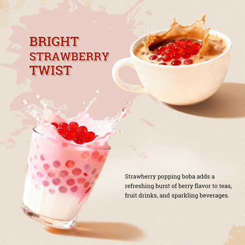 52USA (500g), 1.1 (Pack 1) Strawberry Popping Boba Popping Pearls for Bubble Tea, Beverages, Sweets, Ice Cream, Shakes