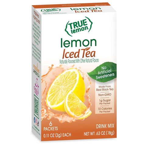 Packets 6 Count (Pack 4) LEMON ICED TEA MIX by TRUE LEMON | Instant Powdered Drink That Quench YOUR Thirst, Mouth
