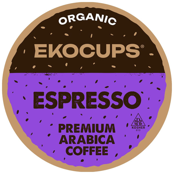 EKOCUPS Organic Espresso Roast Coffee Pods, Extra 30% More Coffee Per Cup,