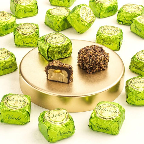 10.69 oz, Venchi - Murrine Gift Box with Assorted Pistachio and White Chocolates, Gluten-Free, No Artificial Colors