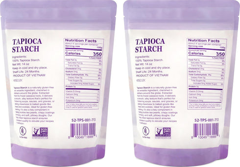 52USA 2 Pack (28oz Tapioca Starch, Total) | Tapioca Flour from Cassava Root | Gluten Free Flour Substitute | Vegan