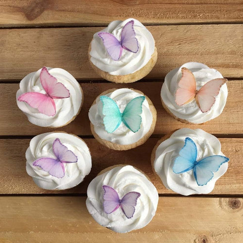 Edible Butterflies for Cake Decorating, Set of 24-2" Big Size Cake and Cupcake Toppers