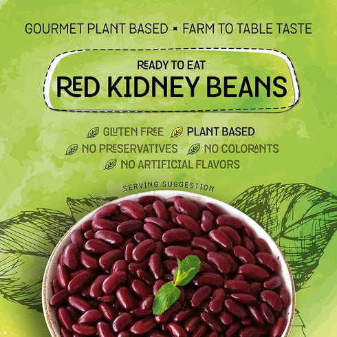 14.1 Oz (Pack 1) Mediterranean, Ready to Eat Red Kidney Beans, Gluten Free, Plant Based, Vegan, No Preservatives, No