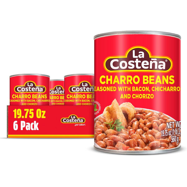 La Costea Charro Beans - Ready-to-Eat Canned Pinto Beans with Chorizo, Bacon